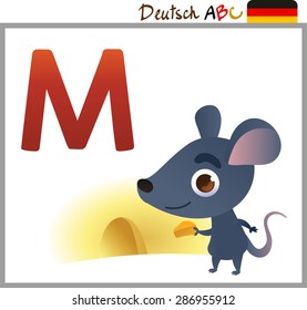 German or Deutsch Zoo Animals Alphabet for the kids: M