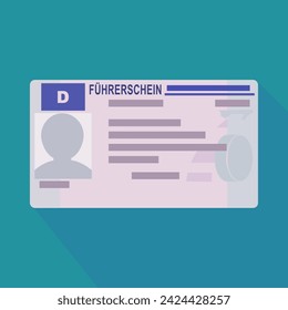 German driving license written in German in flat design style on blue background with logn shadow