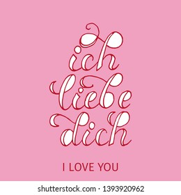 German or dutch motto or phrase for saying I love you. Label for valentine s day, quote for wedding, emotion or feeling expression. Romance and tenderness, type and lettering theme