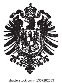 El águila alemana es un emblema de la guerra herálica y la leyenda, el dibujo de líneas antiguas o la ilustración de grabado.