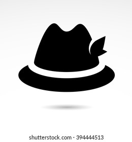 German, elegant, old fashioned hat icon isolated on white background. Vector art.