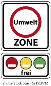 German environment zone, free for red yellow and green sticker - Vector grafik