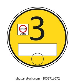 German Environmental Label, Yellow 3 - Editiable Vector Illustration Isolated On White Background