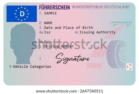 German EU driving licence card. German driver license isolated on white background. Person driver license.