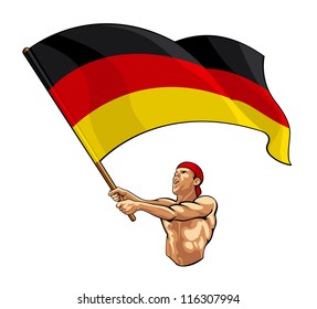 German Fan Waving Flag