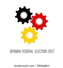 german federal election 2017, concept with 3 colored gears