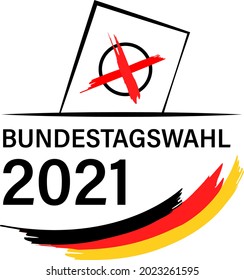German federal election 2021 with german flag. Vector icon symbol isolated. German text