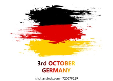 German flag background with paint brush strokes, German independence day