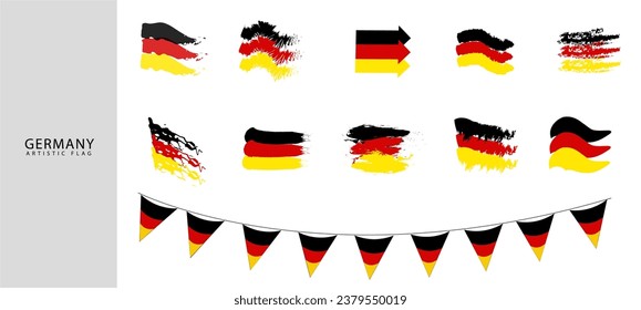 Bandera alemana. Diseño gráfico de trazo pinchado. Colección de símbolos y logotipos: banderas de Alemania.