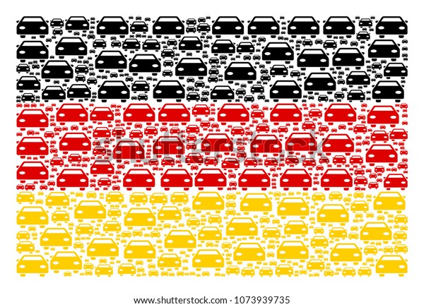 German\
Flag composition made of car design elements. Vector car pictograms\
are combined into conceptual Germany flag\
pattern.