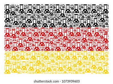 German Flag composition made of chemistry design elements. Vector chemistry icons are organized into conceptual Germany flag illustration.