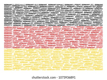 German Flag concept constructed of germany text elements. Vector germany text elements are united into geometric Germany flag pattern.