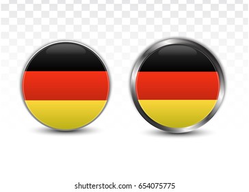 German flag design icon on white. Round button national flag of Germany