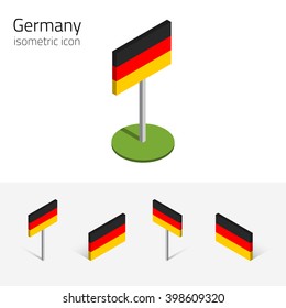 German flag (Federal Republic of Germany), vector set of isometric flat icons, 3D style, different views. Editable design elements for banner, website, presentation, infographic, poster, card. Eps 10