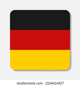 German flag flat icon. Square vector element with shadow underneath. Best for mobile apps, UI and web design.