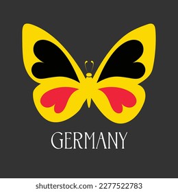 German flag in the form of a butterfly. Symbolic icon in flat style.