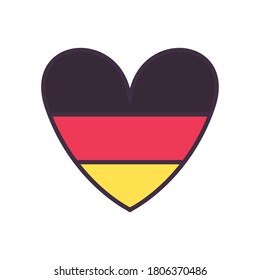 diseño de icono de línea cardíaca y estilo de relleno de la bandera alemana, monumento alemán y tema nacional Ilustración vectorial