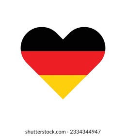 German Flag in heart  shape vector illustration on white background.