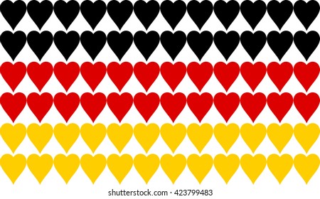 The German flag in hearts, Vector.