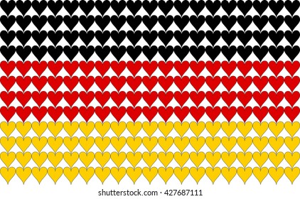 The German flag in hearts. Vector.