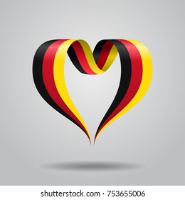 German flag heart-shaped wavy ribbon. Vector illustration.