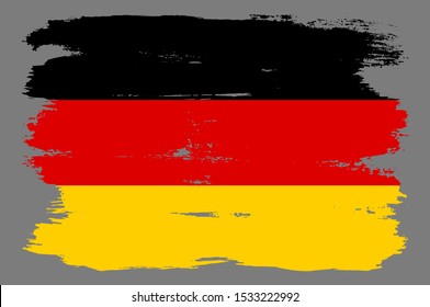 German flag with horizontal stripes. German flag with cool grunge texture. Vector flag of Germany in official black red yellow colors with grunge texture vector illustration.