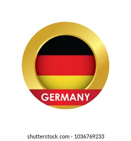 German flag Icon button with golden circle, vector illustration