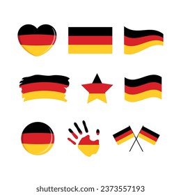 German flag icon set vector isolated on a white background. Germany flag graphic design element. Flag of Germany symbols collection. Set of german flag icons in flat style