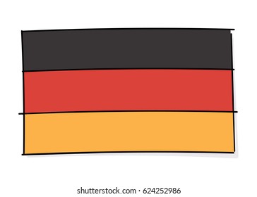 German flag icon. Vector doodle illustration