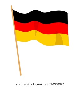 German Flag icon vector in flat style. Germany flag modern icon. Waving in the Wind on Pole. National Day of Germany concept