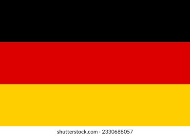 Bandera alemana: Ilustración de la bandera de Alemania, compuesta de franjas horizontales de negro, rojo y oro, que representan unidad, democracia y libertad.