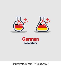 German flag and laboratory logo design, simple and luxurious minimalist, perfect for your business
