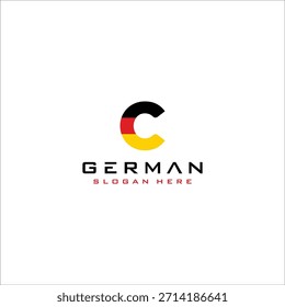 LETRA DE LA BANDERA ALEMANA C LOGO Diseño Vector Plantilla