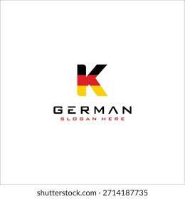 DEUTSCHER FLAGGENSCHREIBEN K LOGO Design Vektor Vorlage