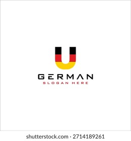 SINALIZADOR ALEMÃO LETRA U LOGOTIPO Design Vetor Template