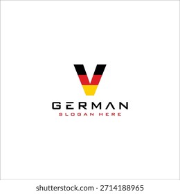 DEUTSCHER FLAGGENSCHREIBEN V LOGO Design Vektor Vorlage