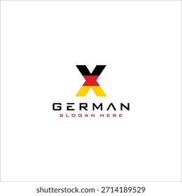 LETRA DE LA BANDERA ALEMANA X LOGO Diseño Vector Plantilla