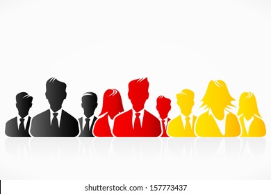 German flag made out of abstract business people silhouettes 