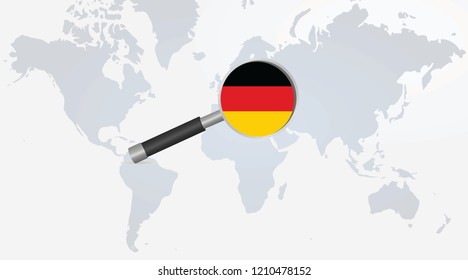 German flag in magnifying glass. vector illustration