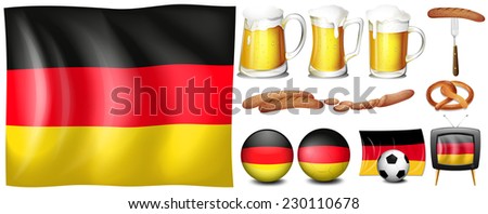 Image, Stock Photo Oktoberfest with pretzel, draught beer, Bavarian hat