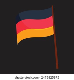 the German flag on black background 