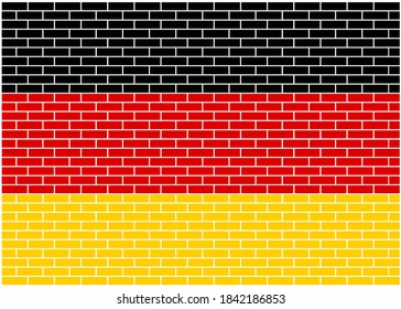 German flag on brick wall background. Germany. Vector Illustration.