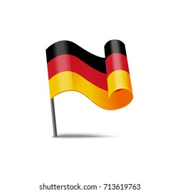 German flag on handle waving three color symbol of Oktoberfest festival vector illustration isolated on white background, realistic icon