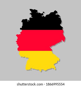 German flag on the map. High detailed Germany map with flag inside. European country borders vector illustration on light gray background