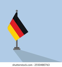 German flag. German flag on pole with wave effect. German flag with flat illustration design.