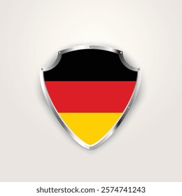 German flag on a shield vector illustration. Germany flag.	
