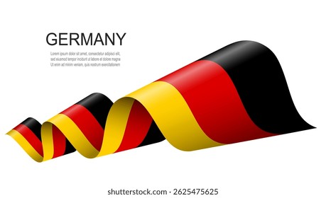 German flag on a waving ribbon, Germany Independence Day concept design, vector illustration.