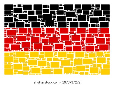 German Flag pattern combined of filled rectangle elements. Vector filled rectangle items are united into conceptual German flag pattern.