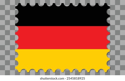 German flag postage stamp. Vector icon on checkered background