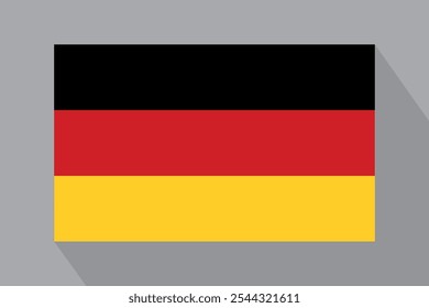 German flag with shadow, vector illustration. The national flag of Germany.